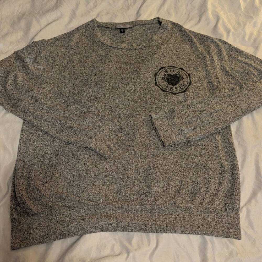 Purple Snow Wild Free Grey Lightweight Stretchy Sweater Womens Size XL